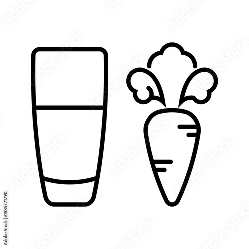 Carrot juice icon. Food and vegetable juice line symbol. Black and white.