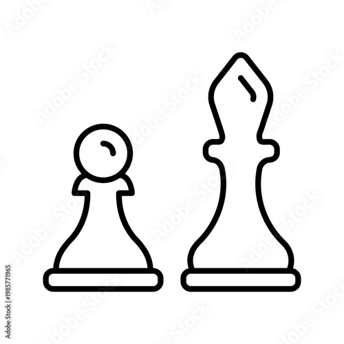 Computer chess icon. Entertainment and chess line symbol. Black and white.