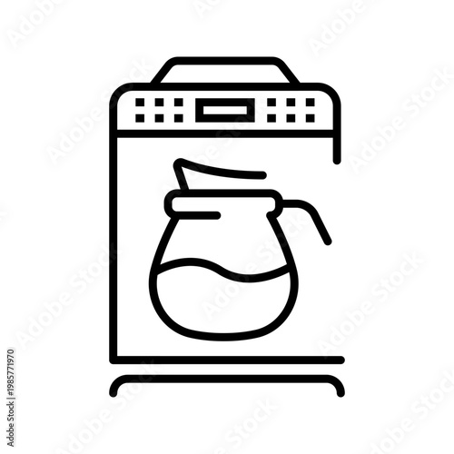 Coffee machine icon. Household and coffee maker line symbol. Black and white.