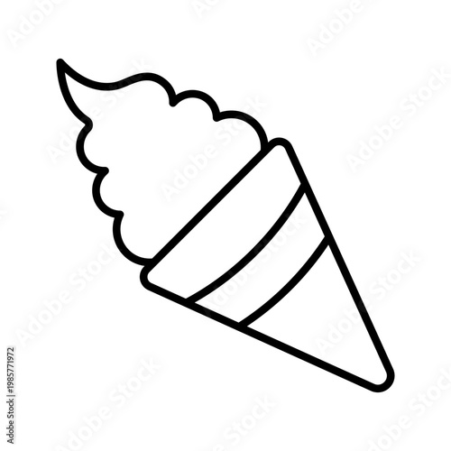 Cream horn icon. Food and bakery line symbol. Black and white.