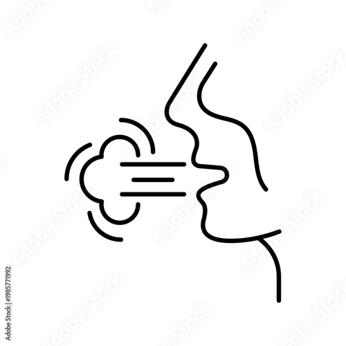 Cough symptom icon. Healthcare and respiratory line symbol. Black and white.