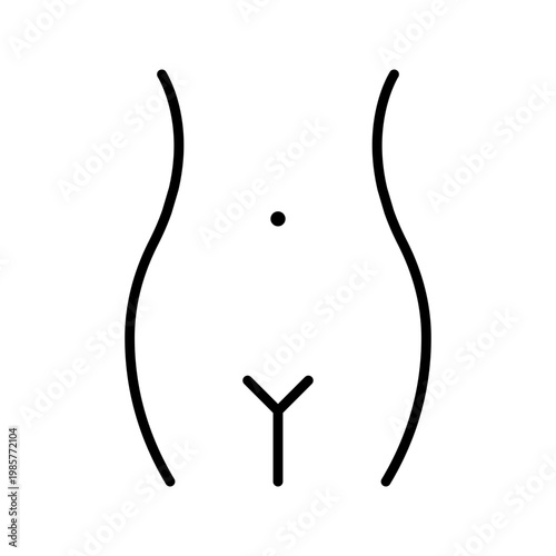 Female genitals icon. Healthcare and reproductive system line symbol. Black and white.