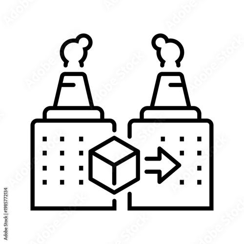 3d printing icon. Industry and additive manufacturing line symbol. Black and white.