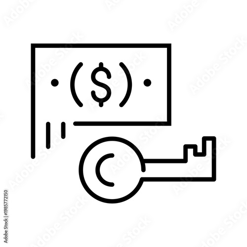 Financial protection icon. Business and financial security line symbol. Black and white.
