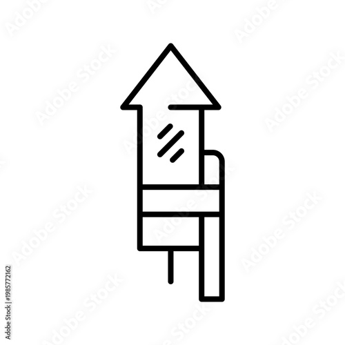 Firework rocket icon. Events and pyrotechnics line symbol. Black and white.