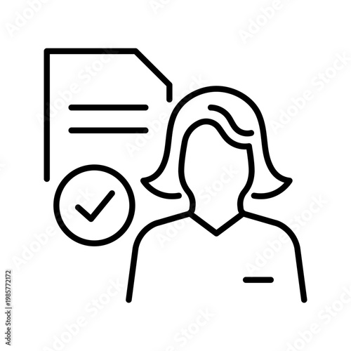 Employment contract icon. Business and human resources line symbol. Black and white.