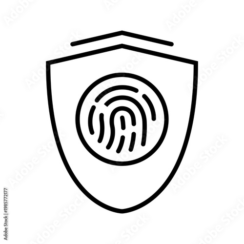 Fingerprint security icon. Technology and biometrics line symbol. Black and white.