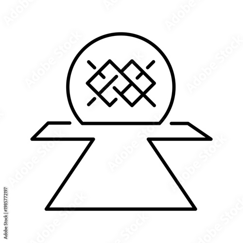 Geode cinema icon. Culture and cinema line symbol. Black and white.