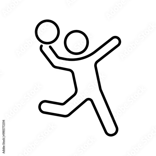 Handball player icon. Sports and team sport line symbol. Black and white.