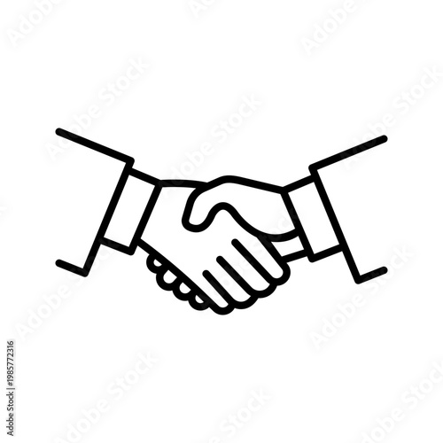 Handshake agreement icon. Business and agreements line symbol. Black and white.