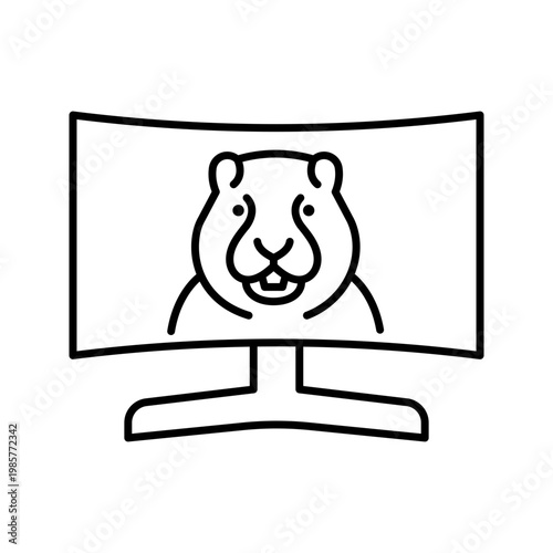Groundhog tv icon. Entertainment and television line symbol. Black and white.