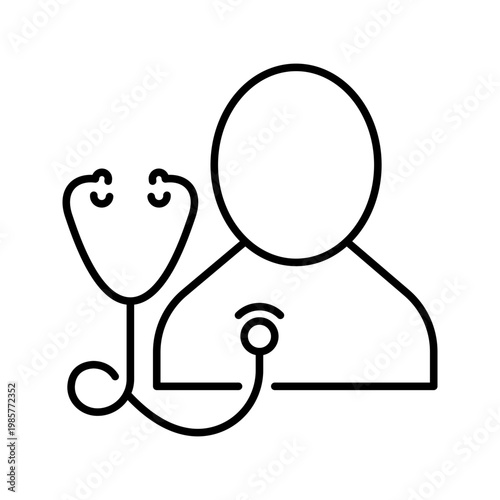 Health checkup icon. Healthcare and medical checkup line symbol. Black and white.