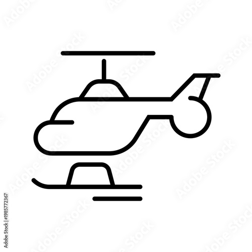 Helicopter aircraft icon. Industry and aviation line symbol. Black and white.