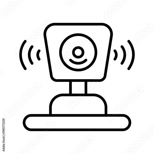 Lidar sensor icon. Technology and autonomous vehicles line symbol. Black and white.