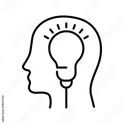 Light bulb icon. Business and innovation line symbol. Black and white.