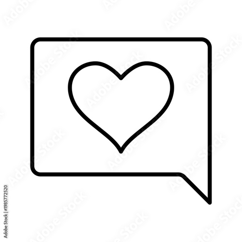 Love message icon. Social and messaging line symbol. Black and white.