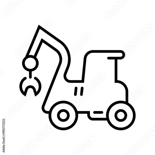 Log loader icon. Industry and logging line symbol. Black and white.