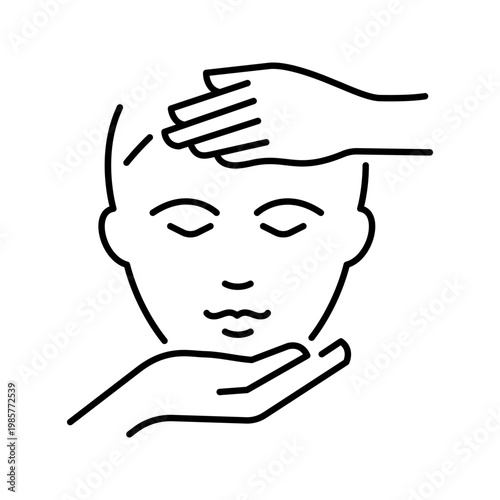 Manual therapy icon. Healthcare and manual therapy line symbol. Black and white.