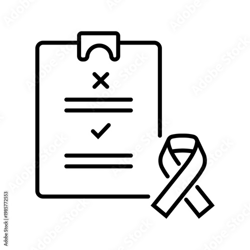 Medical record icon. Healthcare and patient records line symbol. Black and white.