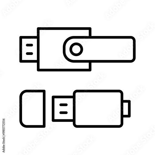 Memory stick icon. Technology and storage line symbol. Black and white.