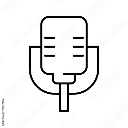 Microphone recording icon. Entertainment and audio equipment line symbol. Black and white.
