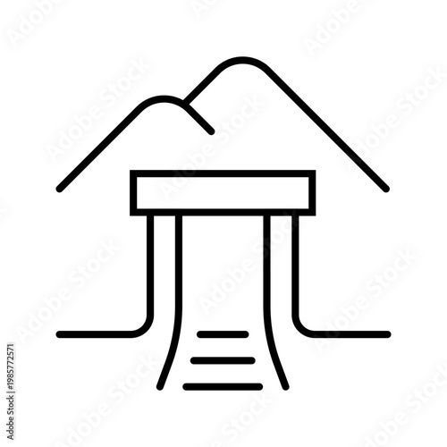 Mine entrance icon. Industry and mining line symbol. Black and white.