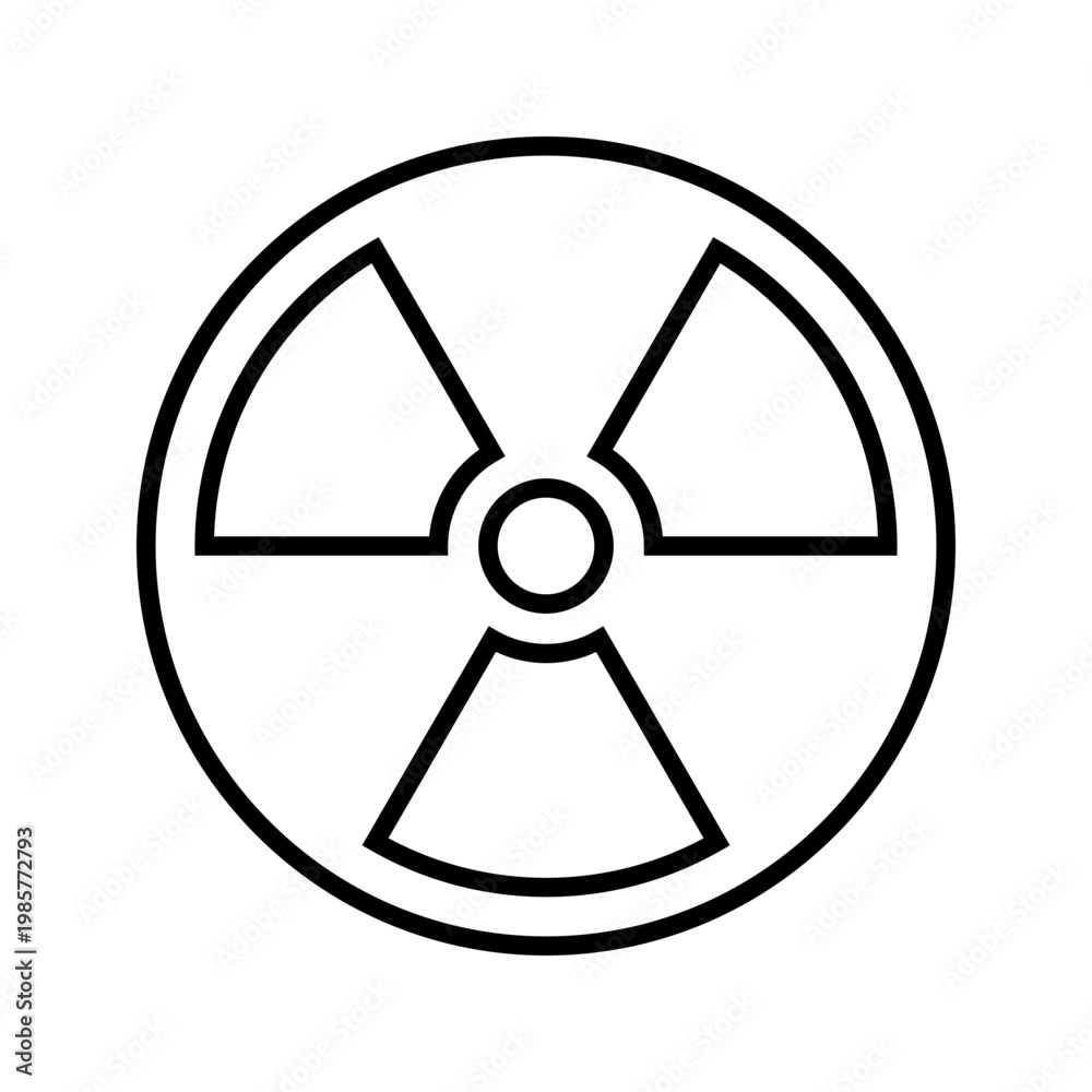 Fototapeta premium Radiation hazard icon. Science and nuclear radiation line symbol. Black and white.