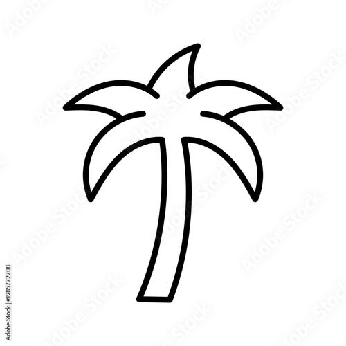 Palm tree icon. Travel and beach line symbol. Black and white.