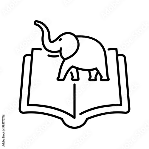 Picture book icon. Education and picture books line symbol. Black and white.