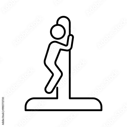 Pole climber icon. Sports and pole climbing line symbol. Black and white.