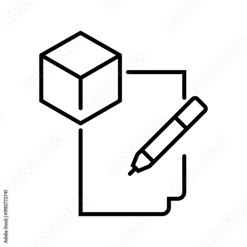 Product description icon. Business and product management line symbol. Black and white.