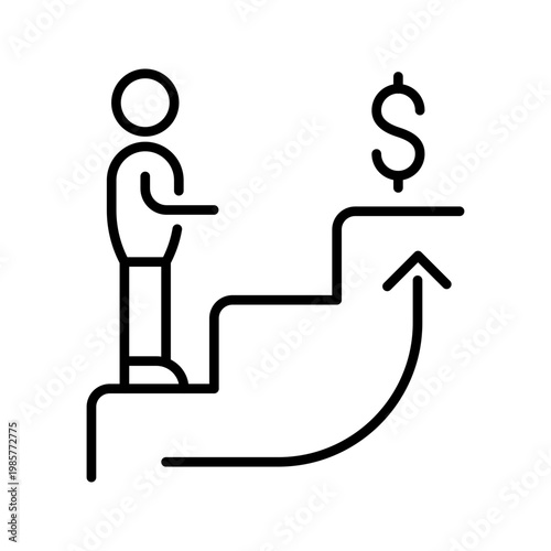 Profit growth icon. Business and profitability line symbol. Black and white.