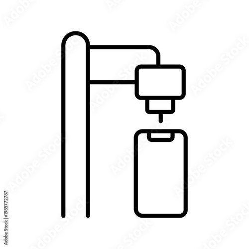 3d printing phone icon. Industry and 3d printing line symbol. Black and white.