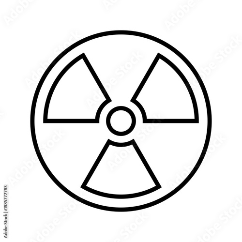 Radiation hazard icon. Science and nuclear radiation line symbol. Black and white.