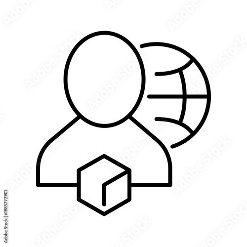 Sales manager icon. Business and sales management line symbol. Black and white.