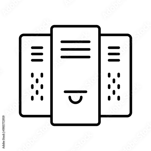 Server rack icon. Industry and data center line symbol. Black and white.