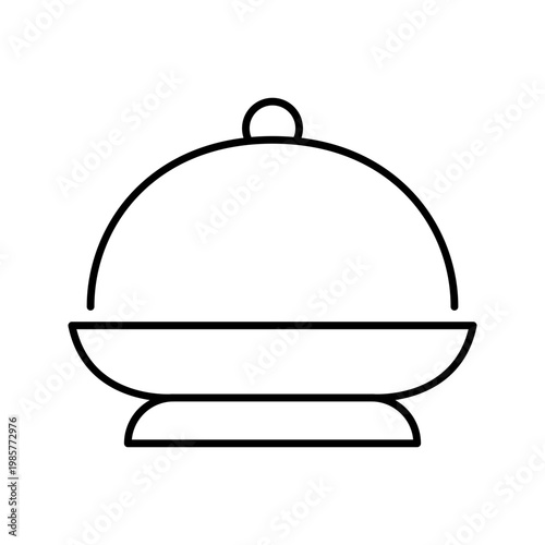 Serving dish icon. Food and restaurant line symbol. Black and white.