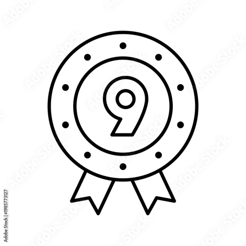 Victory medal icon. Events and awards line symbol. Black and white.