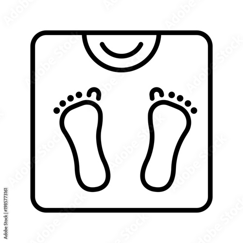 Weight scale icon. Healthcare and weight management line symbol. Black and white.