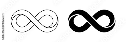 Infinity mobius strip sign black fill and line editable stroke isolated. Vector
