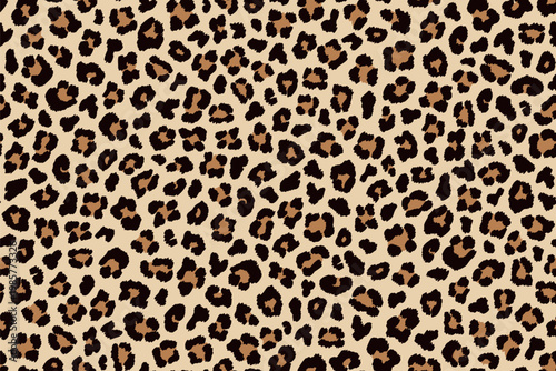 Fashion leopard beige brown seamless pattern, textured spots. Vector