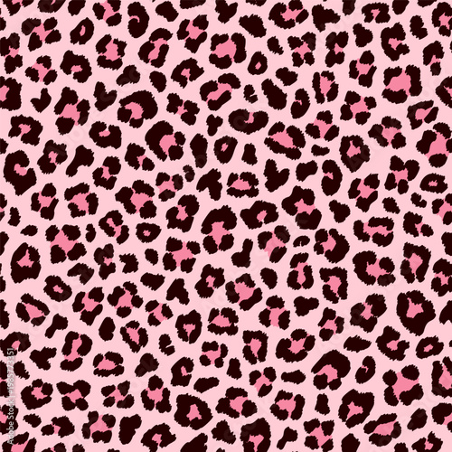 Pink leopard seamless pattern, textured spots. Vector