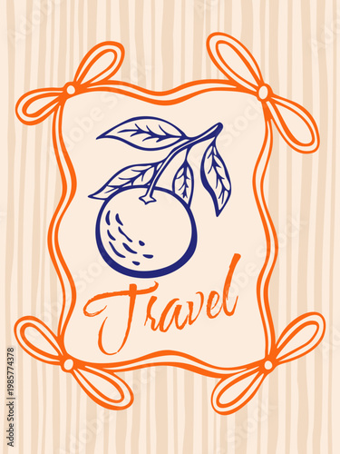 A poster featuring a hand-drawn tangerine. Suitable for food packaging, juice branding, summer menus, healthy lifestyle design, and social advocacy.