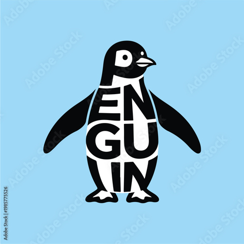 Black Penguin With Text.
