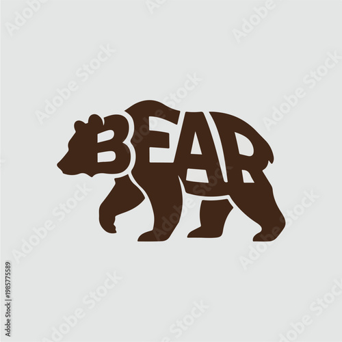 Brown Bear Silhouette Graphic Design.