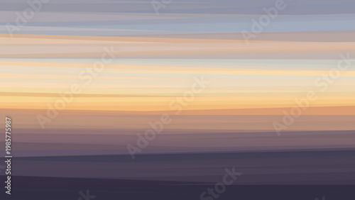 Afterglow sky expressed through soft horizontal lines. Soft dusk horizon simplified into horizontal stripes of pastel tones for serene interiors, wallpapers and calming visuals. Vector illustration