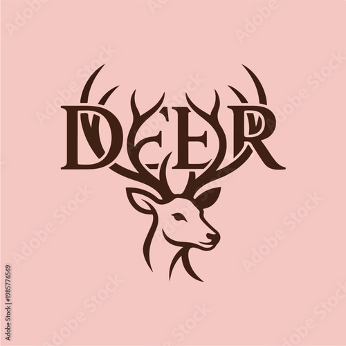 Deer Antler Animal Logo Design 1.