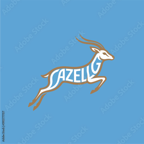 Gazelle Running Animal Logo Design.