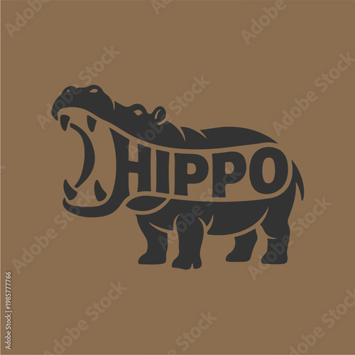 Hippopotamus Silhouette Graphic Design.