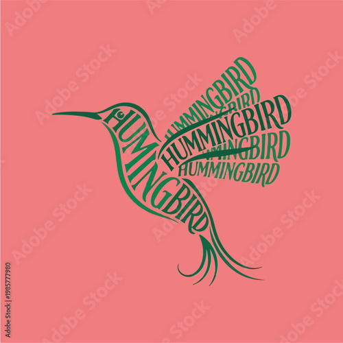 Hummingbird Green Word Art.
